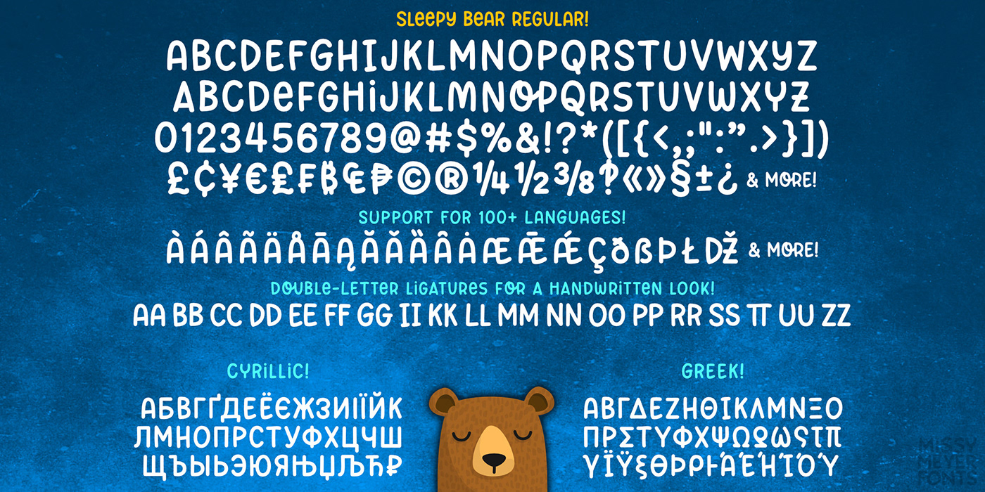 children cute font font fun font quirky sleepy bear smooth font Typeface whimsical