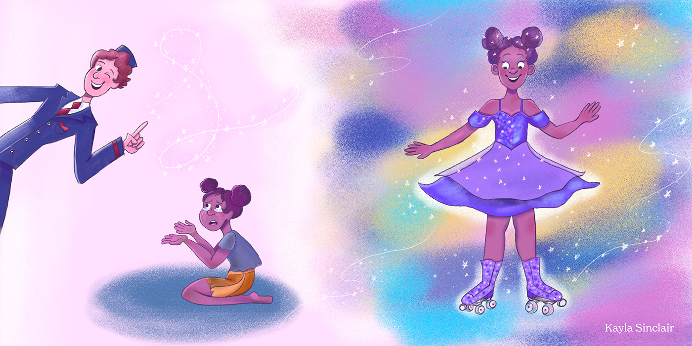 Character design  children's book cinderella ILLUSTRATION  modern fairytale roller-skates