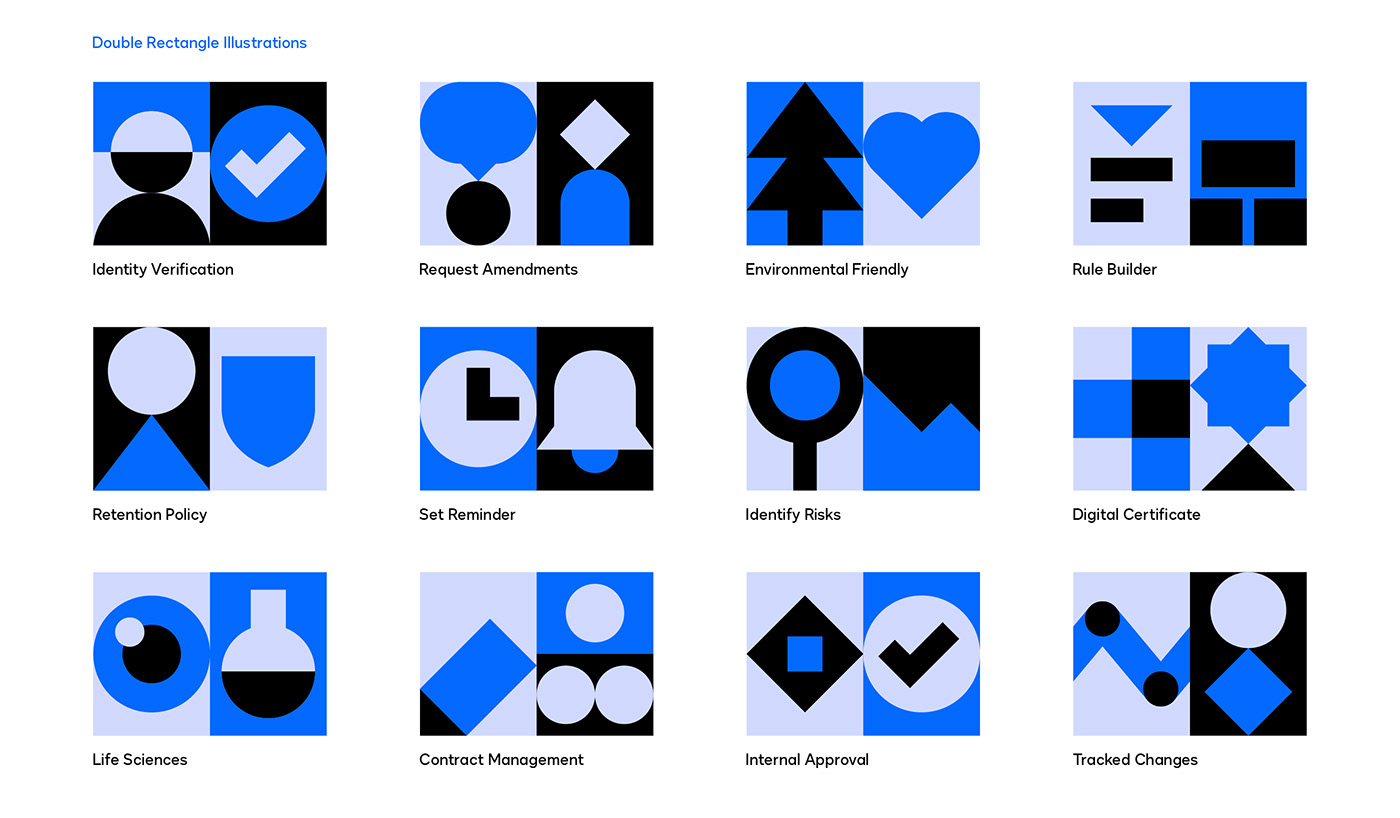 branding  DocuSign graphic grid Icon modular posters system UI ux