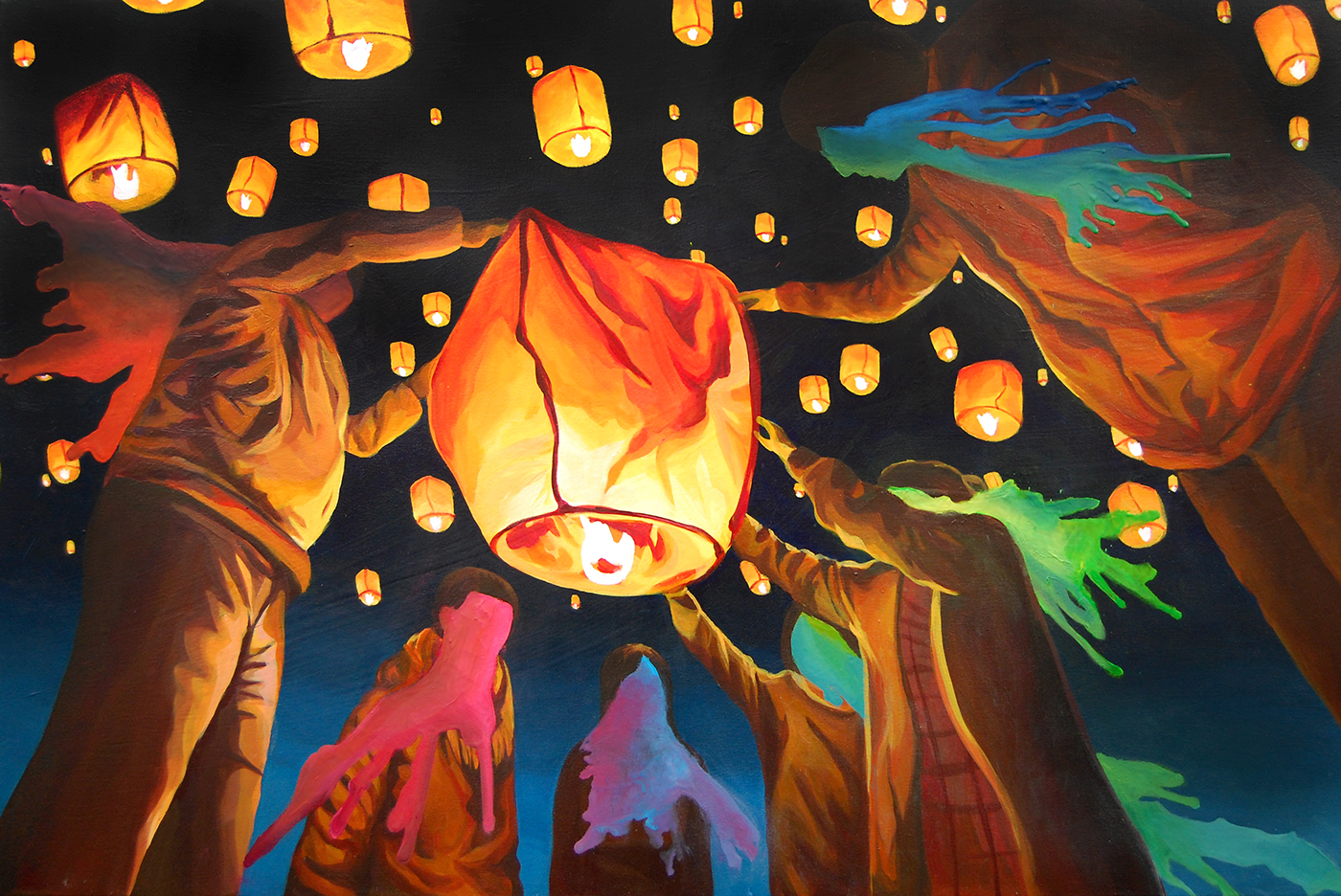 lantern painting   abstract realistic