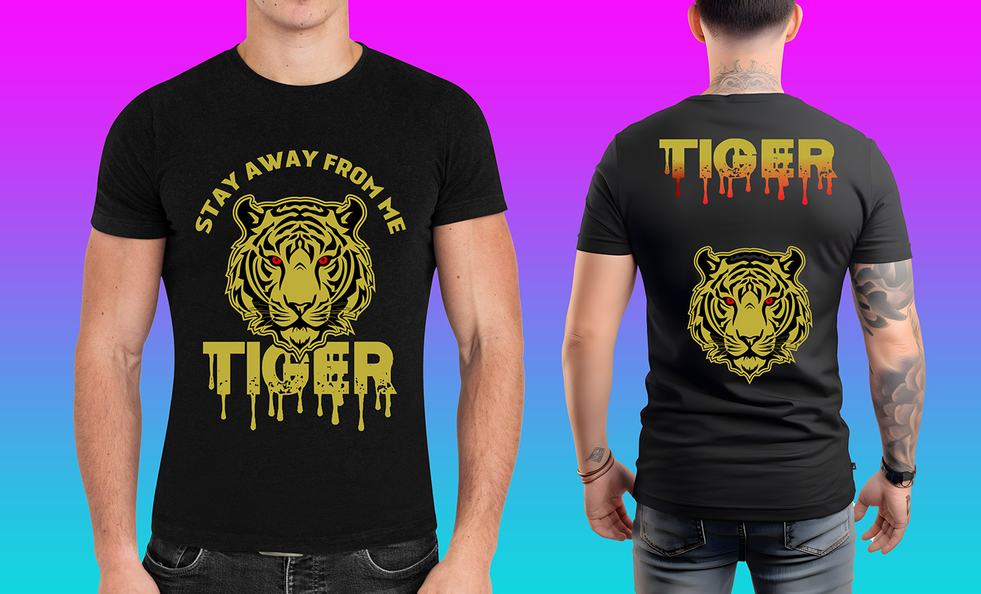 animal design tiger head T-Shirt Design Vintage Design typography   custom t-shirt t-shirt ILLUSTRATION  tees tiger t shirt