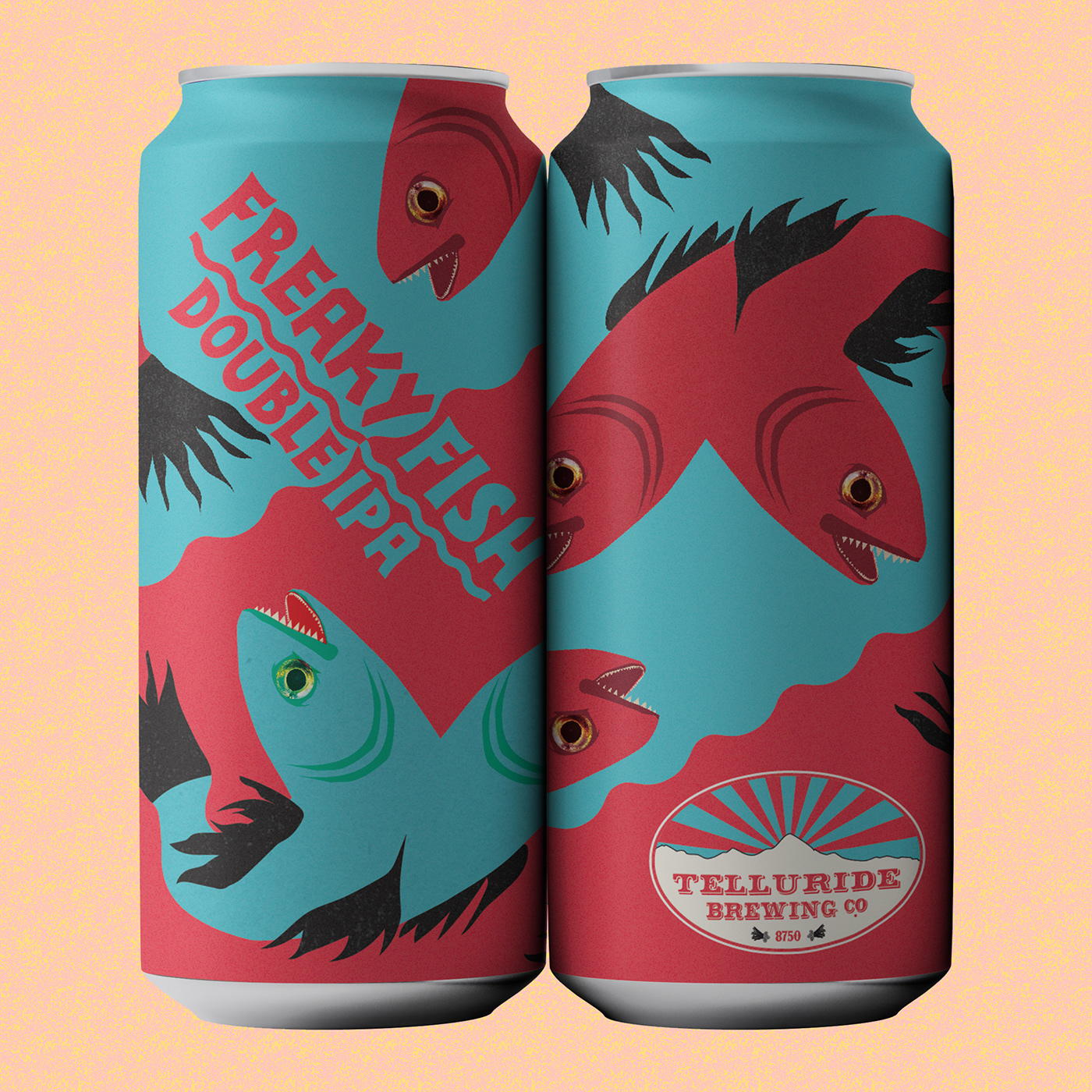 beer brewery fish IPA label art branding  colorful Packaging packaging design