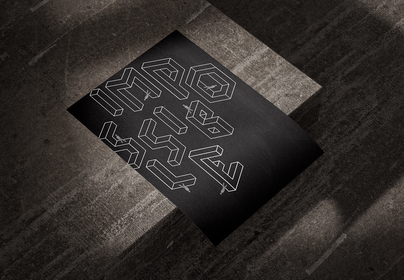 3D black and white escher Escheresque font font design grid system Isometric type typography  