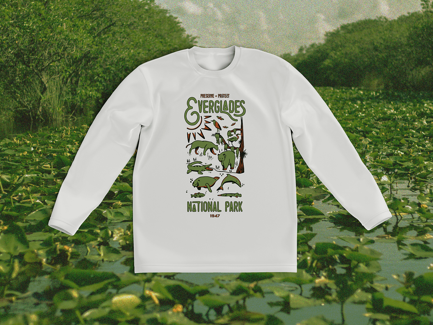 Tshirt Design tshirtdesign Tshirt design ideas tee shirt design tshirt graphics nature illustration Landscape Nature alligator Everglades National Park