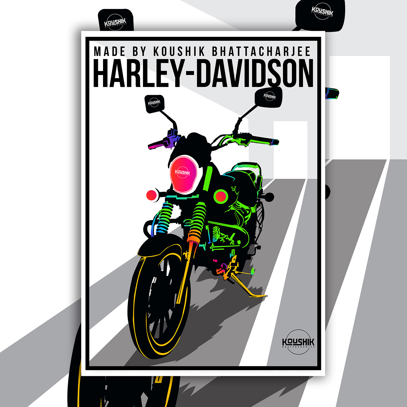 banner design Branding design Creative Design design 2021 digital media graphic design  Harley Davidson Print Media vector art Vector Illustration