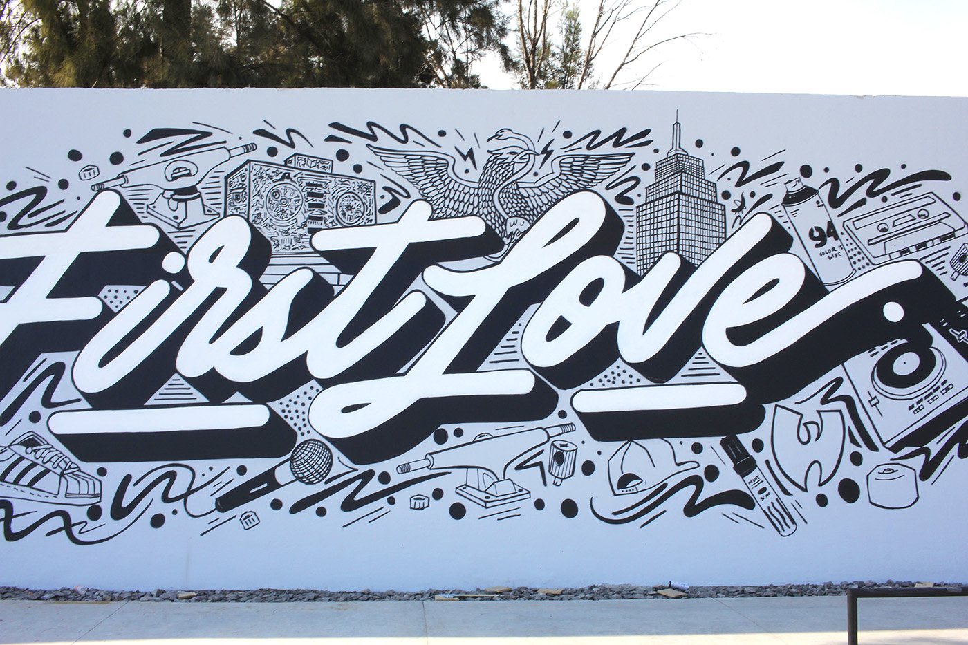 Mural first love skateboarding mexico city itsaliving design lettering