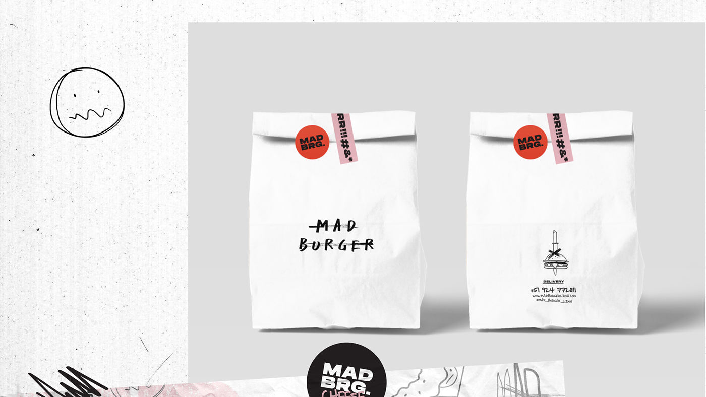 branding  burger Mad Packaging peru restaurant logo