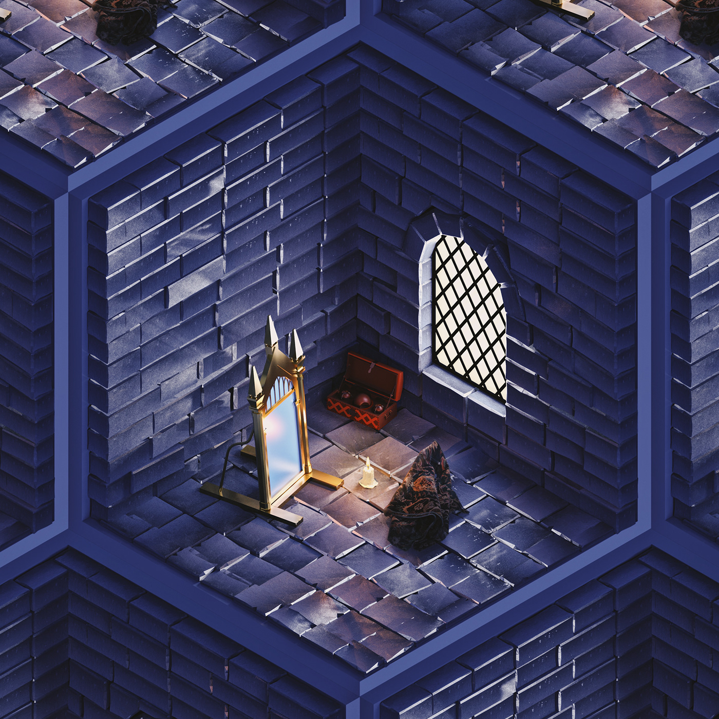 3D 3d art cinema4d harry potter hexagon Hogwarts Illustrator Quarantine room wacom