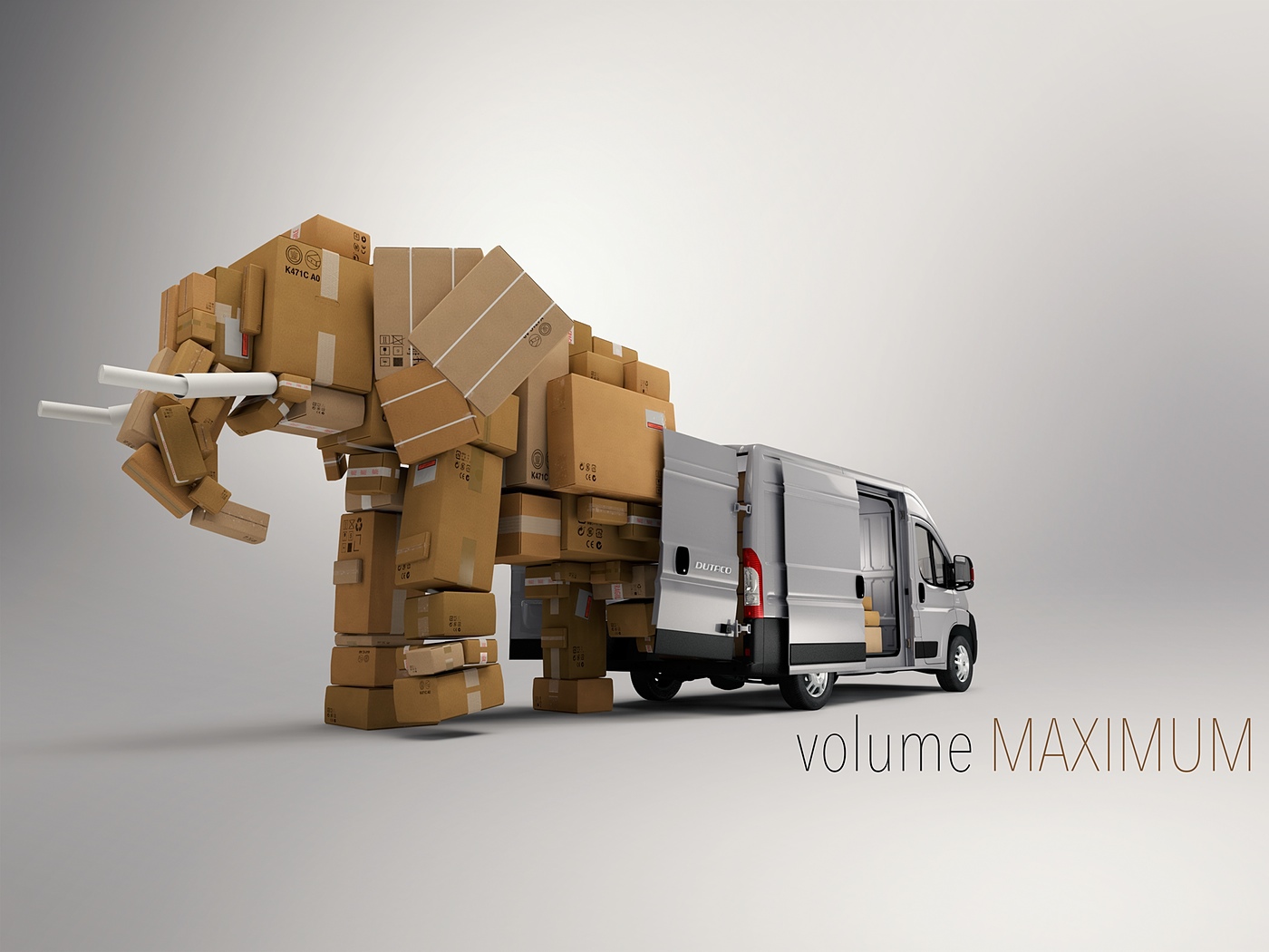 elephant cardboard 3D CGI