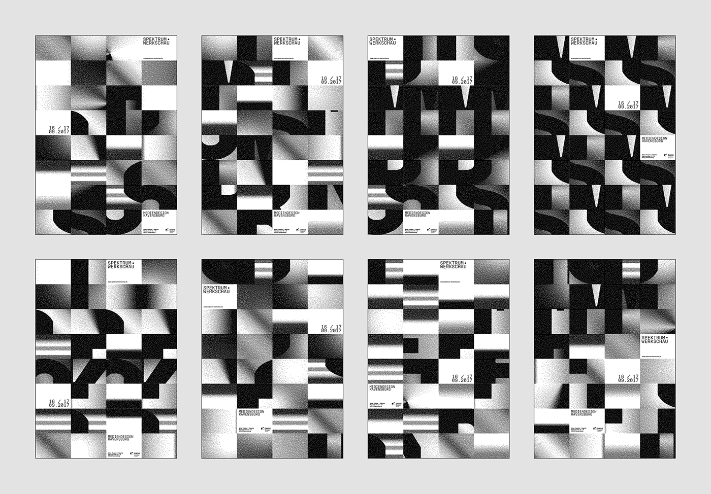 spektrum Werkschau ausstellung Leitsystem graduation bachelorshow blackandwhite pixel typography   graphicdesign