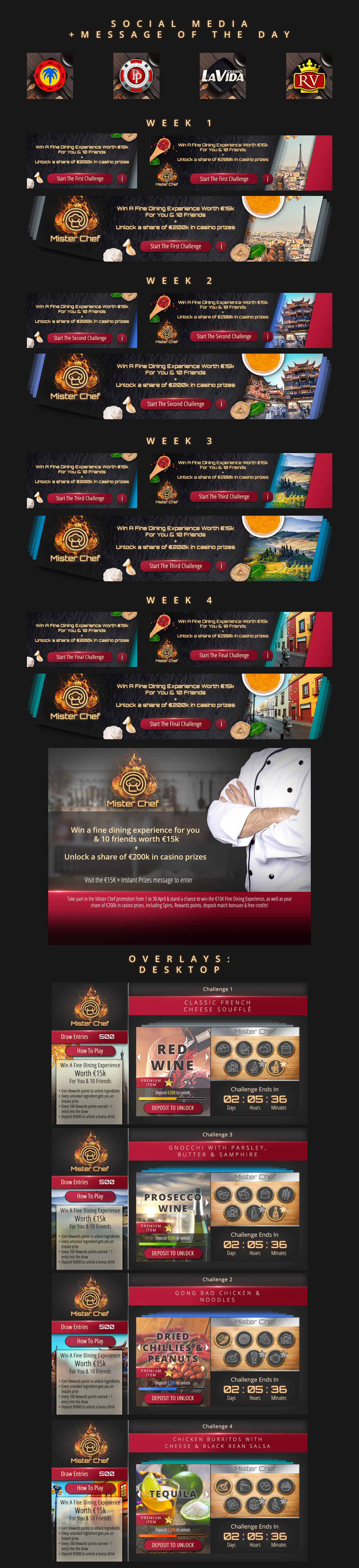 mr chef chef Food  master chef Casino Promo retention marketing   Mini Game Global Promotion  online casino assets game graphics black red Hot fire lit mister chef foodie selection Best of