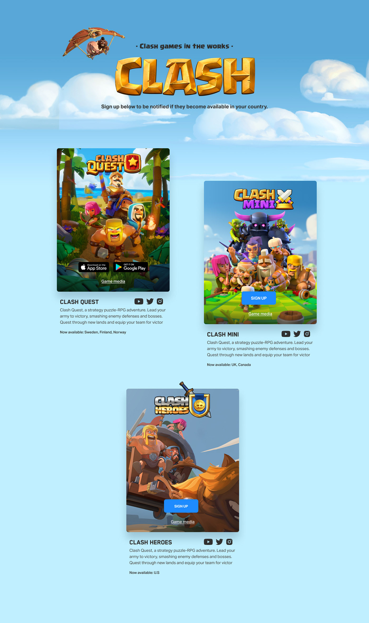 Clash clash of clans one pager UI supercell