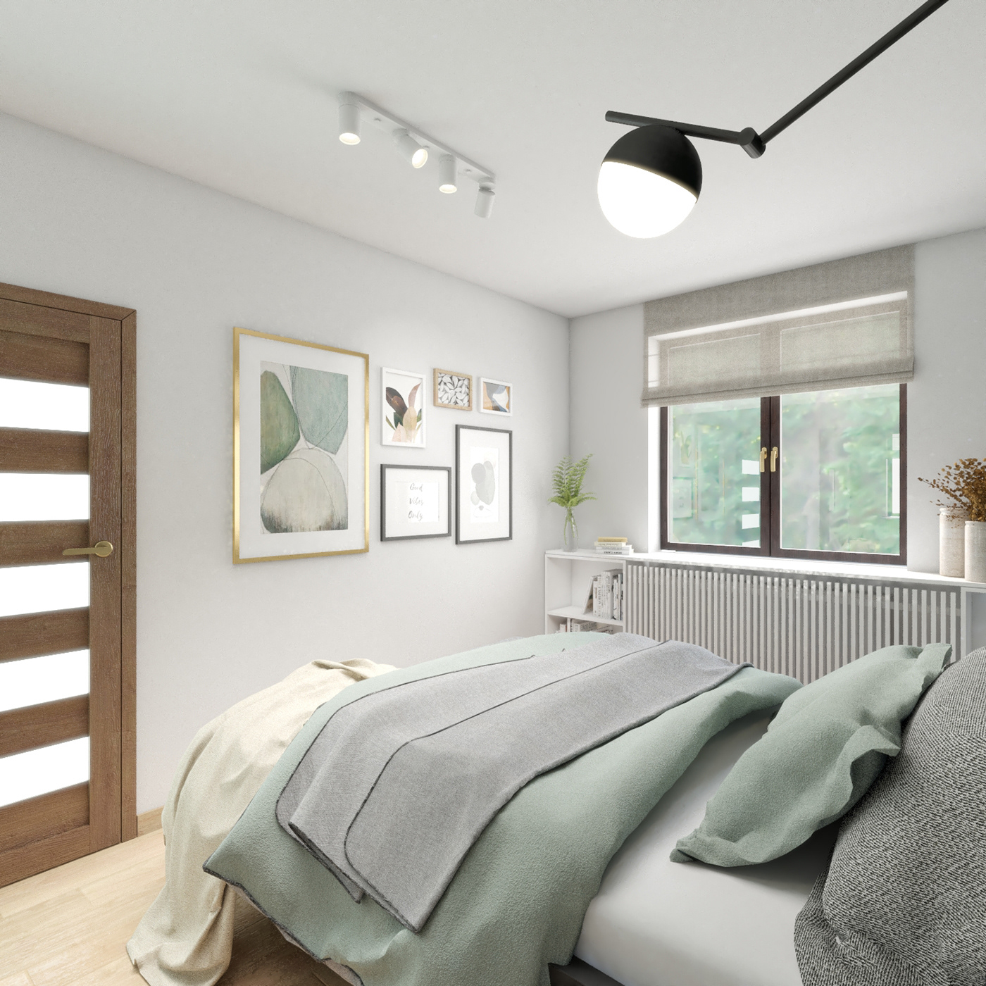 architecture bedroom bedroom design design green interior design  minimal modern Render visualization