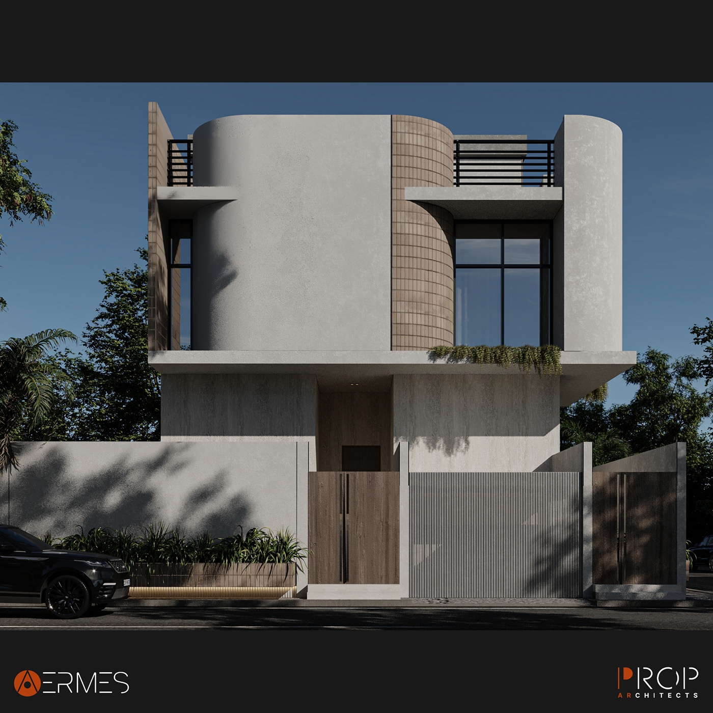 visualization architecture Render 3ds max modern corona exterior villa design redesign night