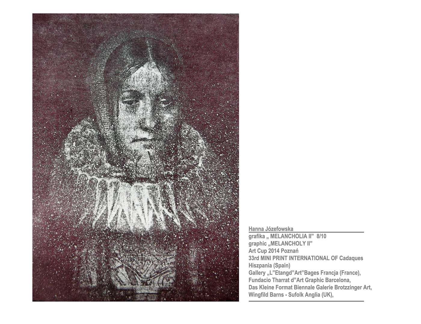 artist artprint artwork graphic human face intaglio Melancholy portrait printmaking woman