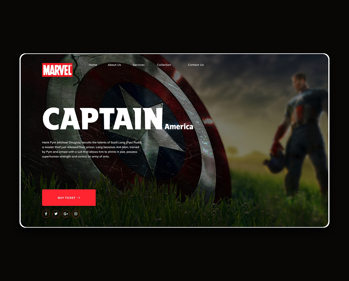 Avengers design iron man landing page marvel Money Heist Thor UI ux web series