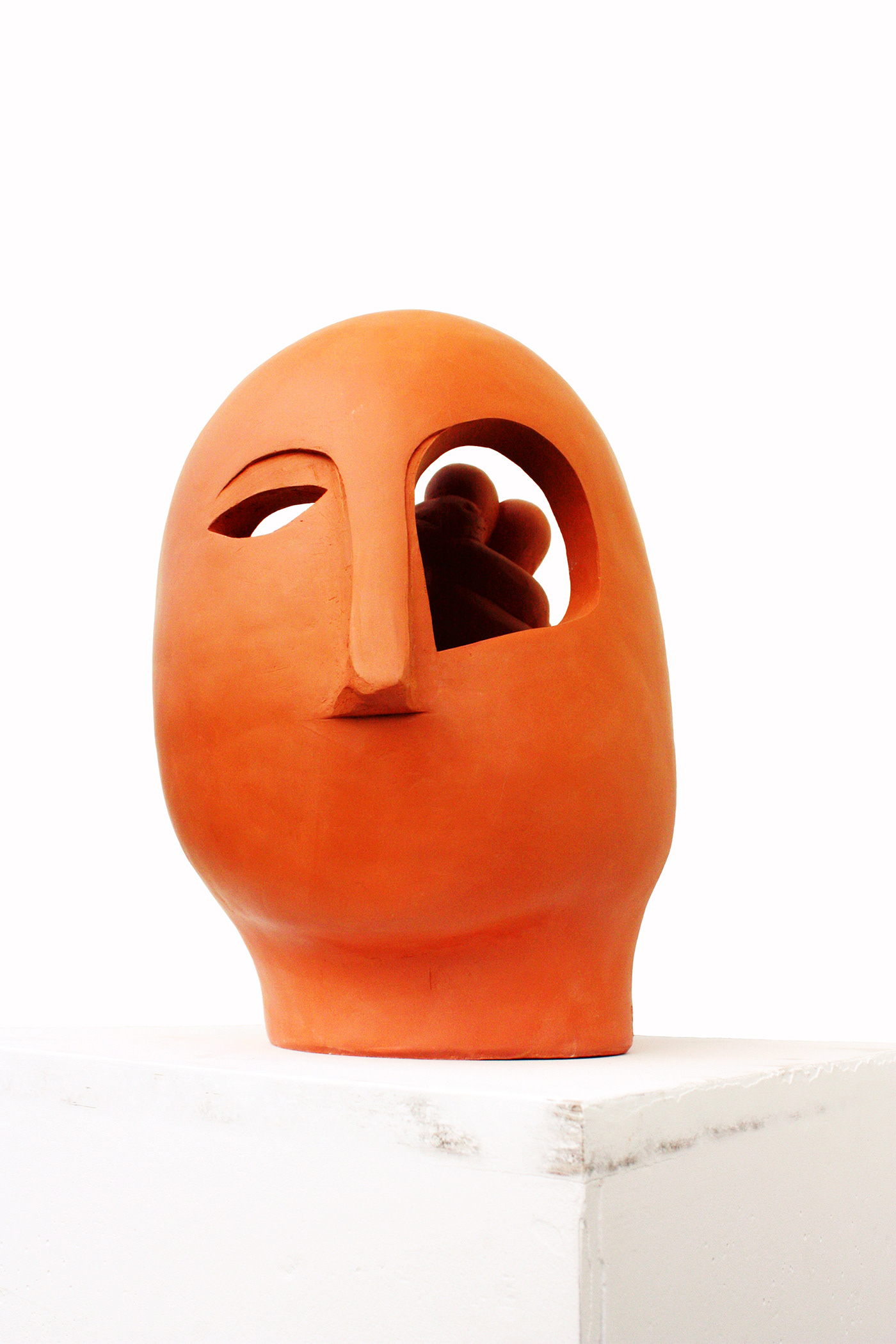 lovers ceramic art love clay head sculpture by Elisaveta Sivas for luxury interior design