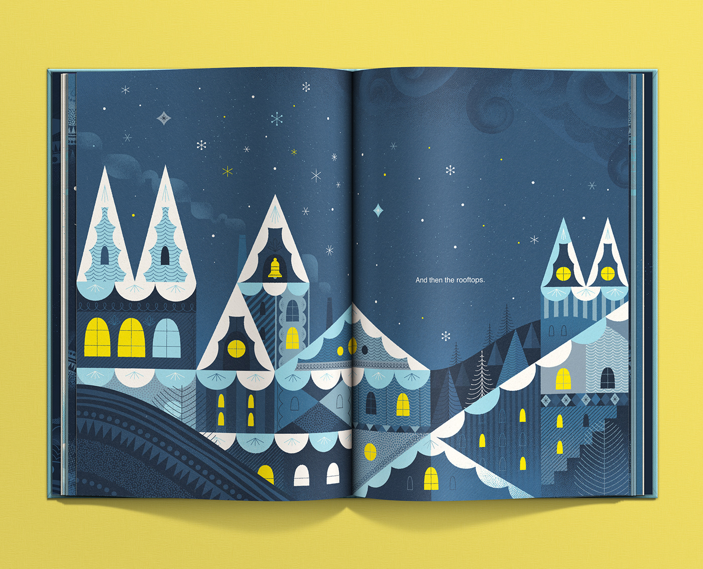 Beekman 1802 book book illustration children's book geometric ILLUSTRATION  snowflake yellow Christmas Holiday