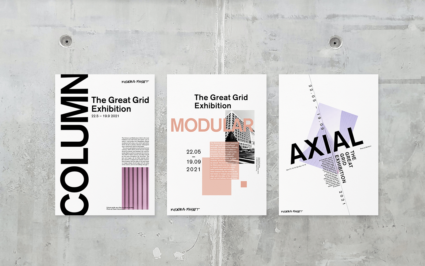 Exhibition  grid grid system poster typography   axial column modular