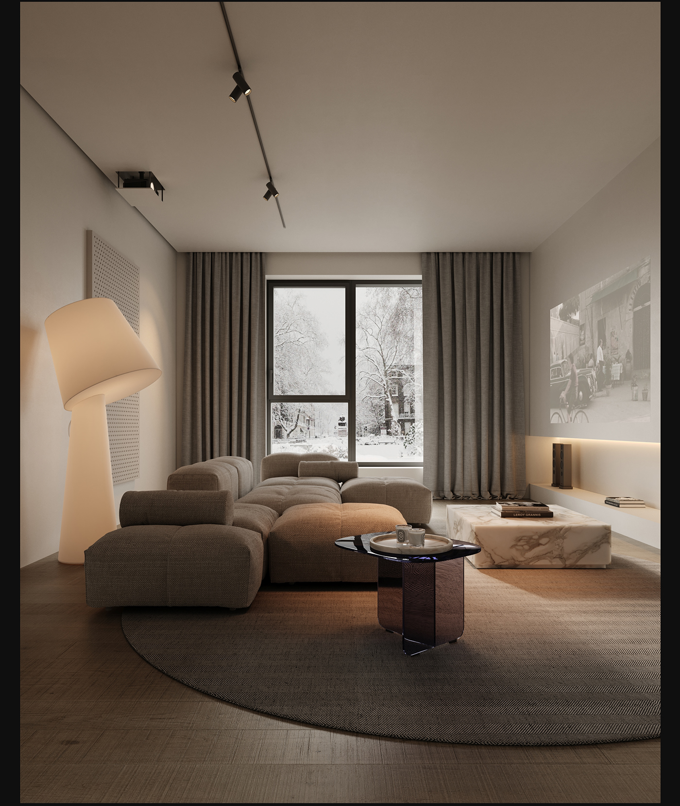 minimal interior design  living room 3D CGI Render visualization archviz beige Project