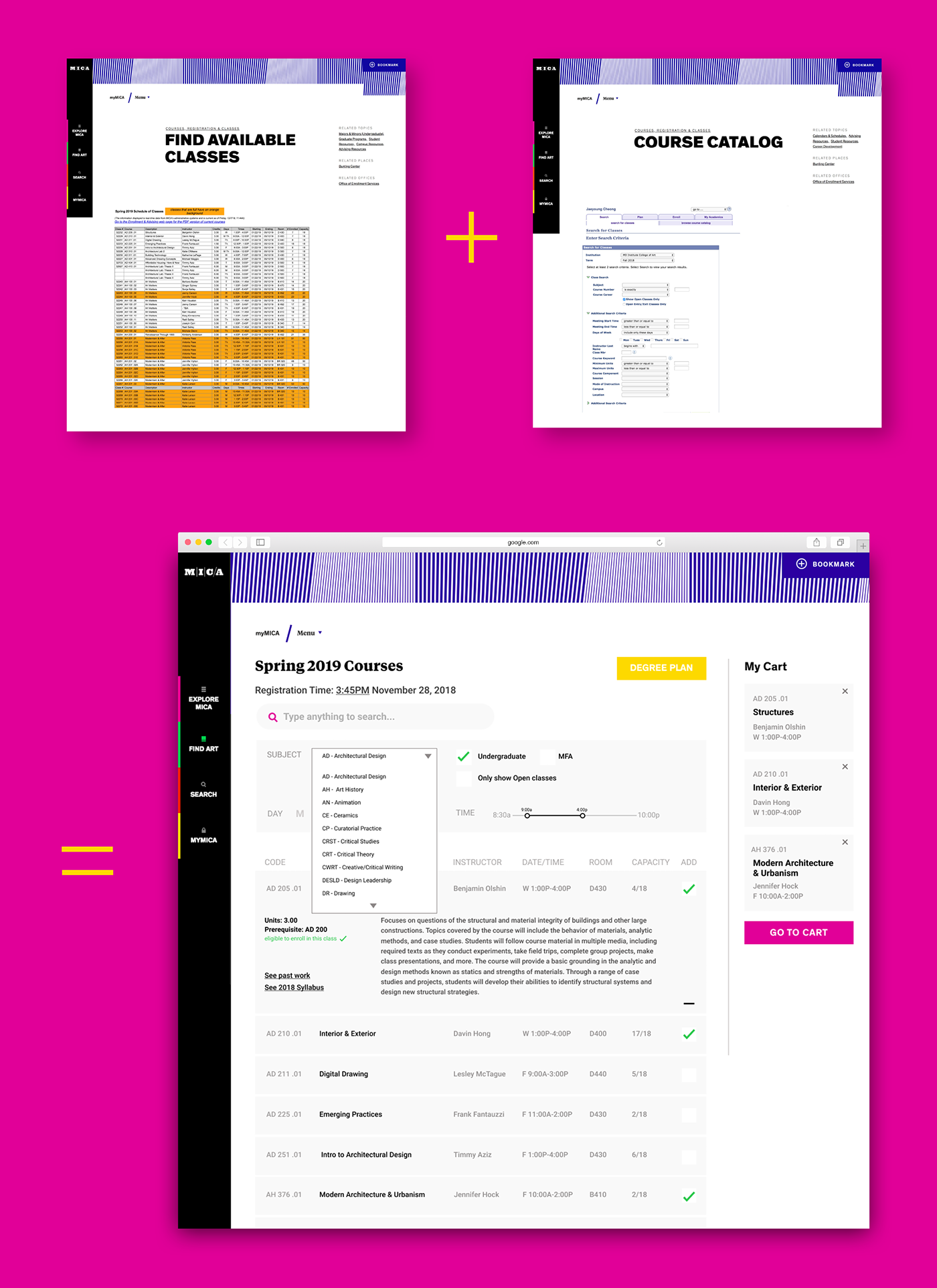 Web Design  UI/UX user experience branding  MICA Enrollment Class registration Experience school adobeawards