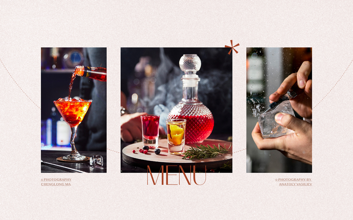 cocktail design Experience kink pink restaurant UI ux Webdesign Website