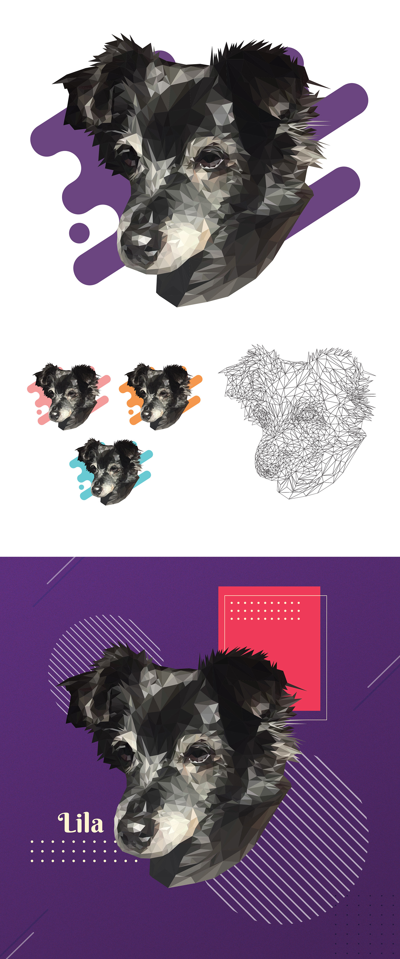 design dog graphic design  ILLUSTRATION  Illustrator lowpoly poligonal poly art purple vector