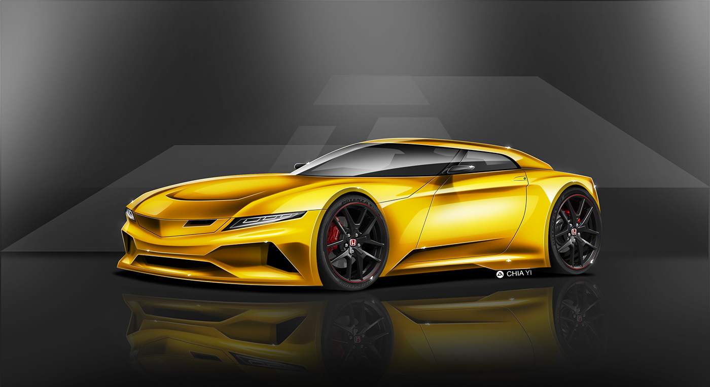 Automotive design car design concept design Digital Art  Drawing  Honda rendering S2000 sketch