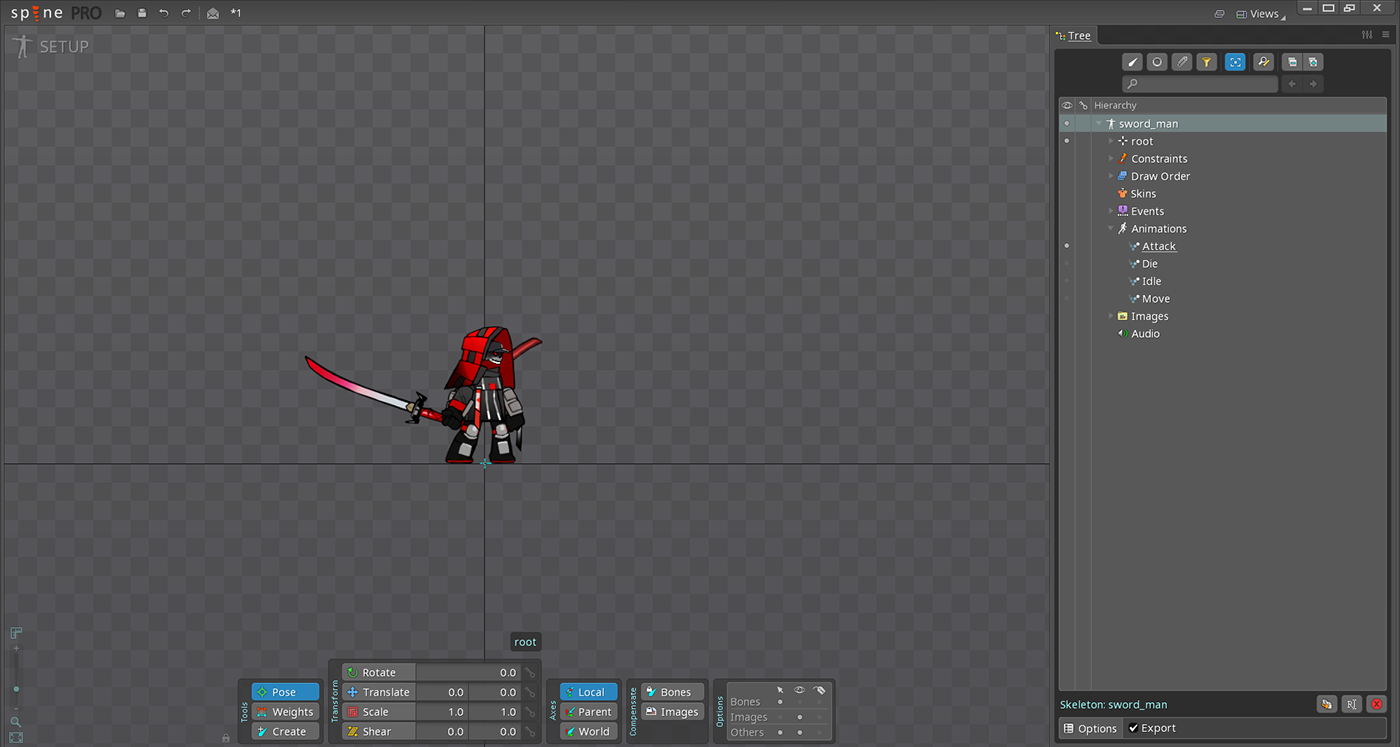swordsman 2D Animation game design 