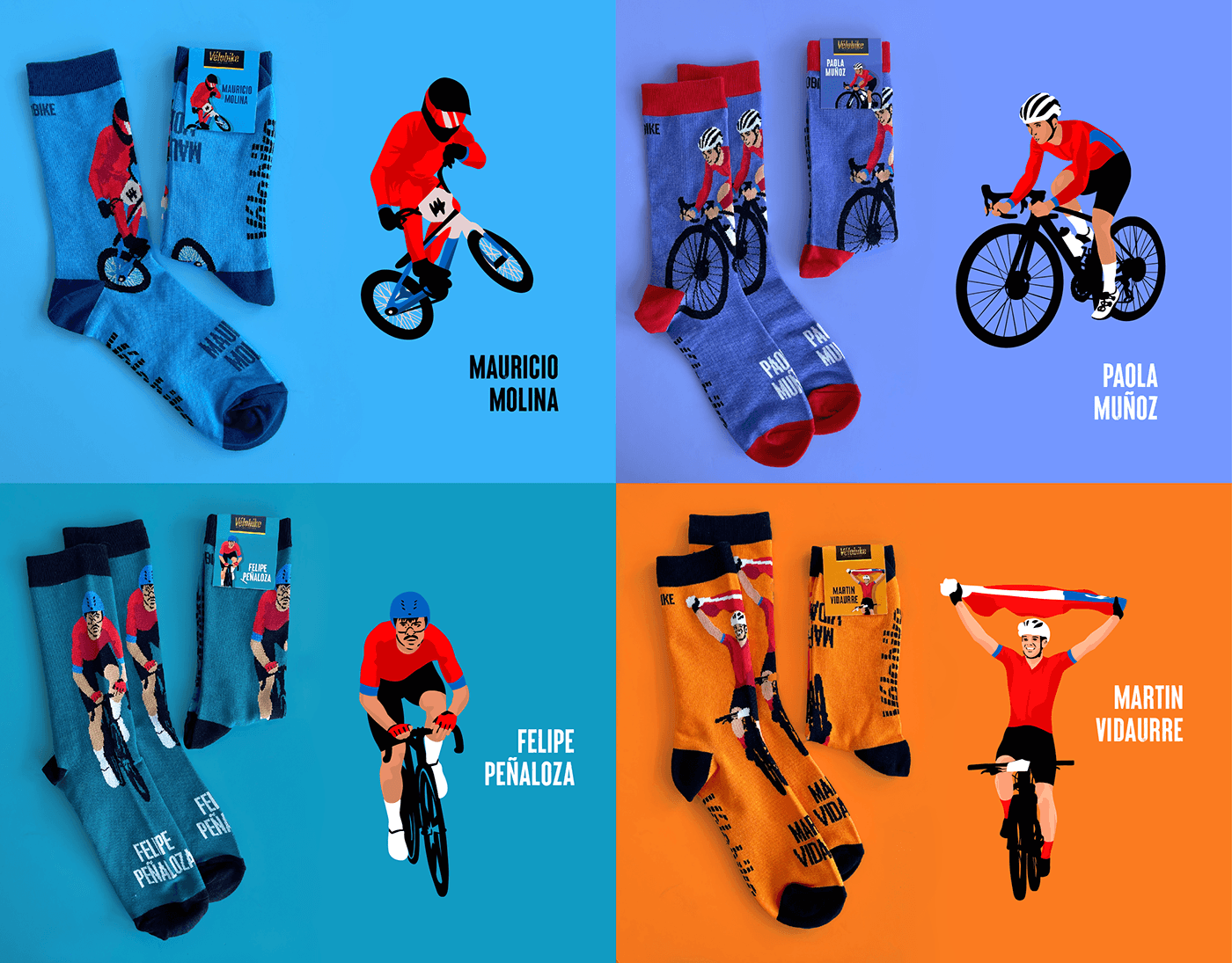 socks Packaging design ilustracion Clothing calcetines diseño gráfico ciclismo Bike Cycling