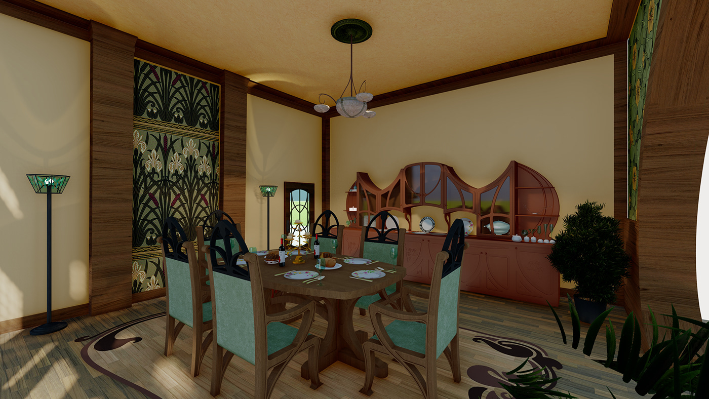 art nouveau dining room architecture diningroom SketchUP