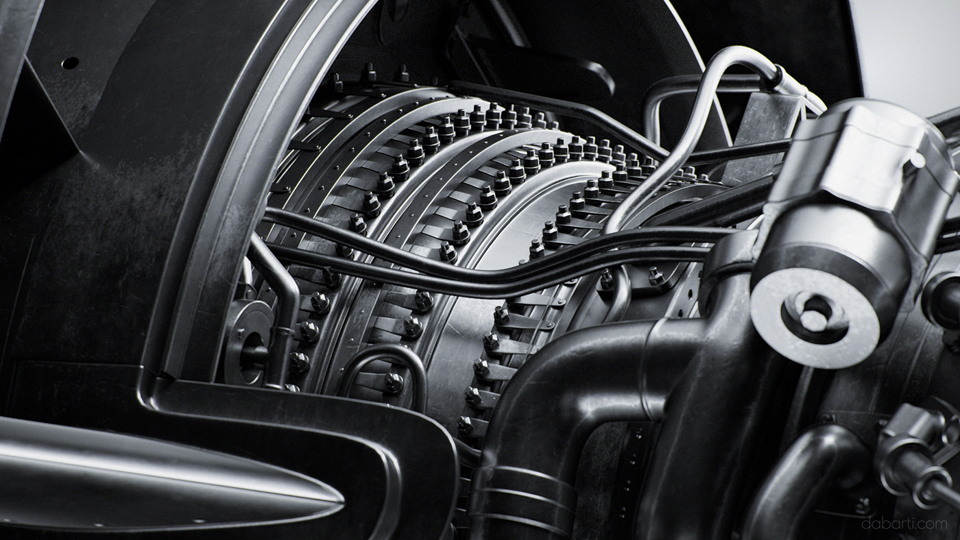 V-ray Render 3ds max jet engine studio lighting heavy metal