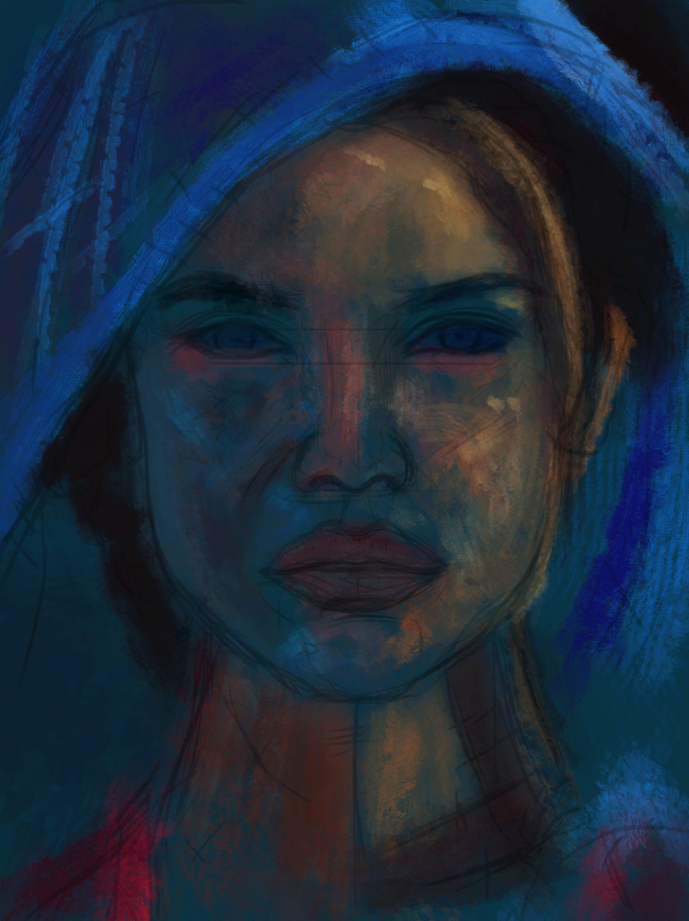 art digitalart portrait paint Drawing  artistic abstract eyes light rain
