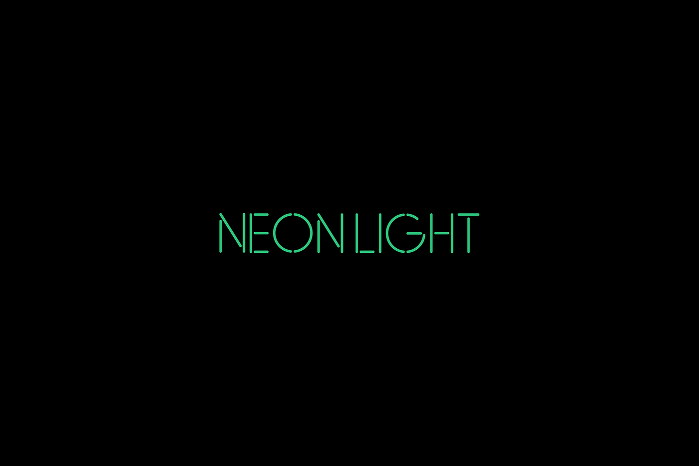 neon light Typeface black green stencil