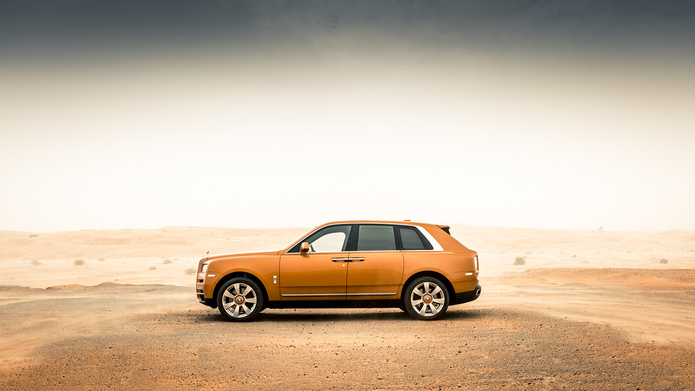 rolls royce cullinan Photography  campaign desert luxury automotive   sanddunes car press kit