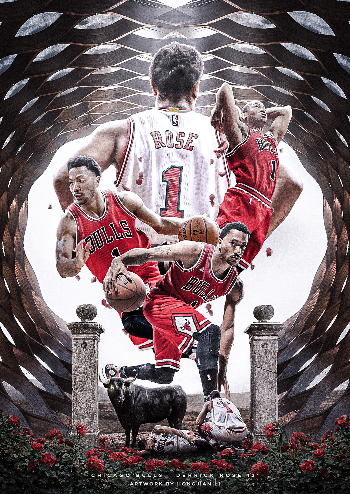 basketball chicago chicago bulls Derrick Rose graphic design  NBA NBA design photoshop poster Poster Design