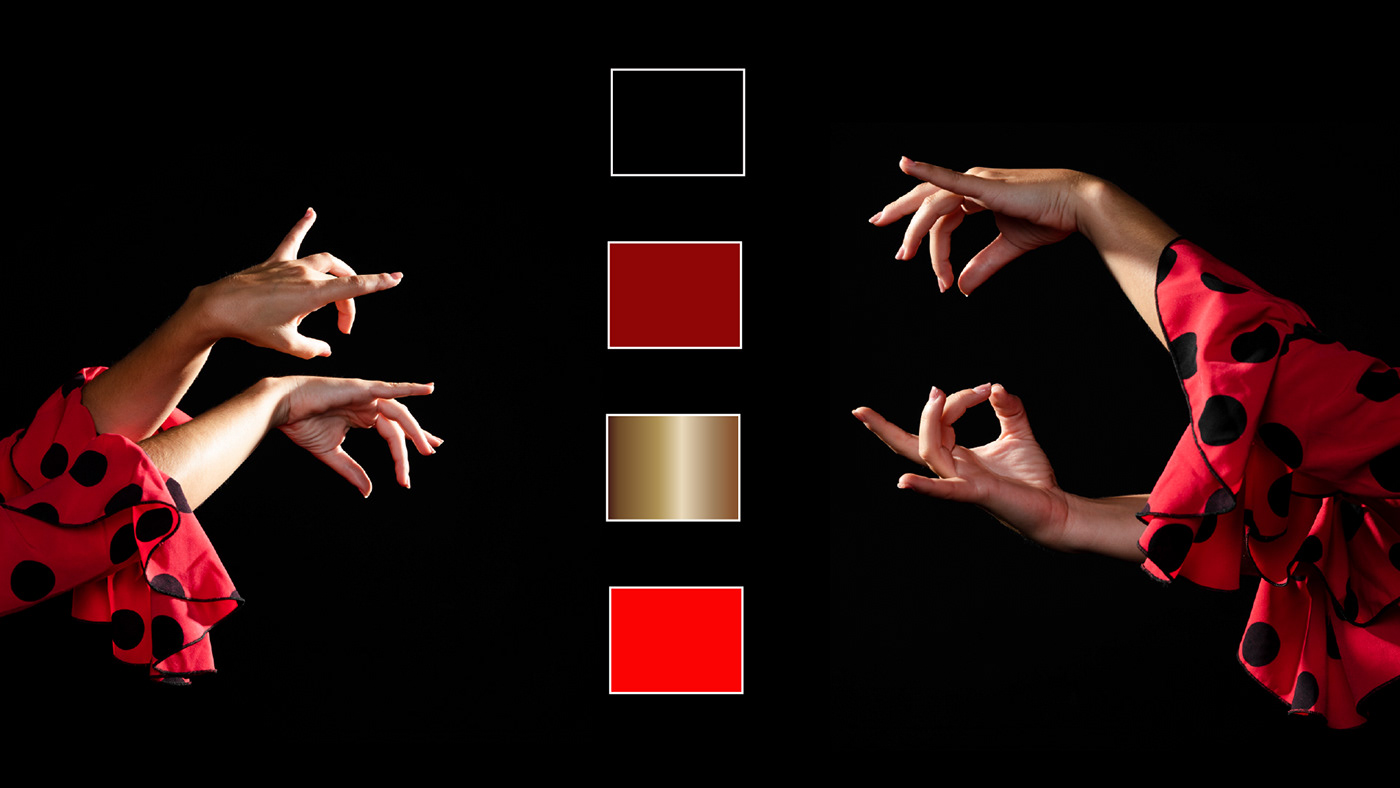 цветовая палитра, основные цвета проекта черный, красный, золото, бордовый