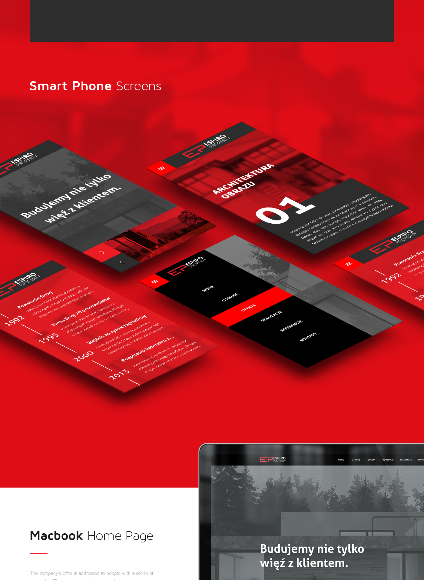 espiro property Website design Responsive smartphone mobile users red black