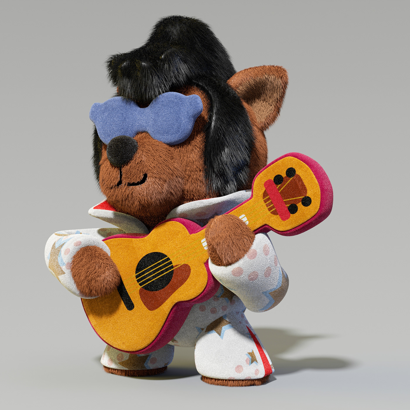 elvis presley dog plushie Rock n' Roll guitar lasvegas perro dogtoy
