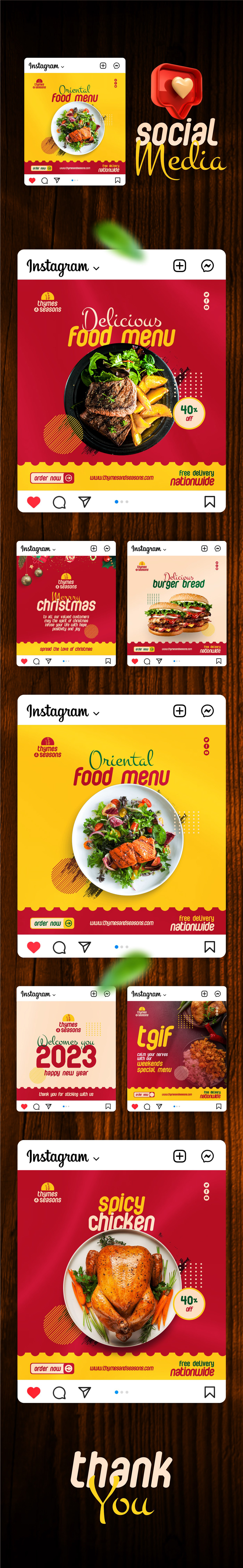 brand identity design Food  restaurant social media Social Media Design Socialmedia