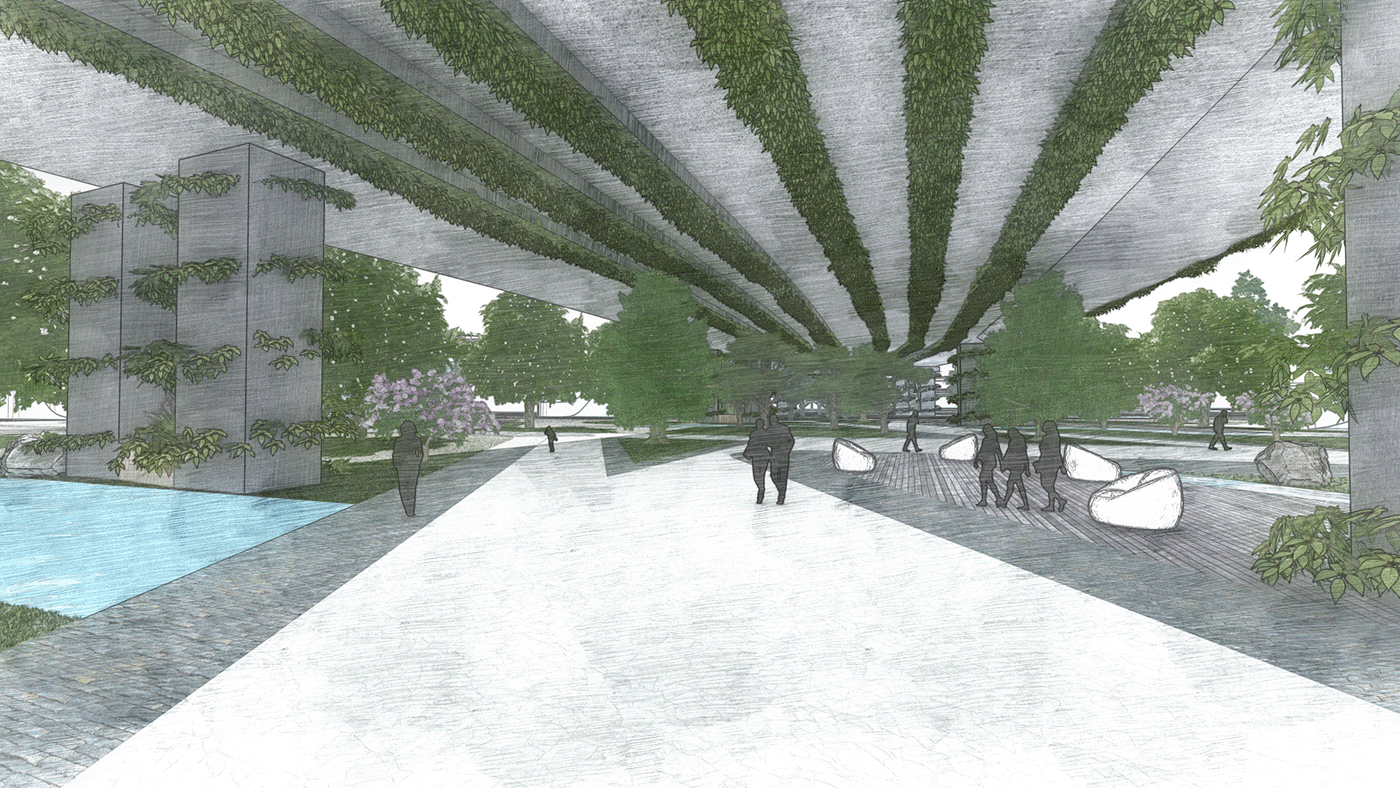 Landscape ramses architecture Innovation hub graduation project startup village monochrome