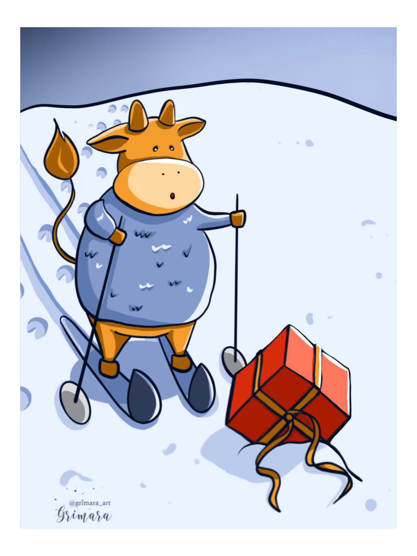 the bull finds a present