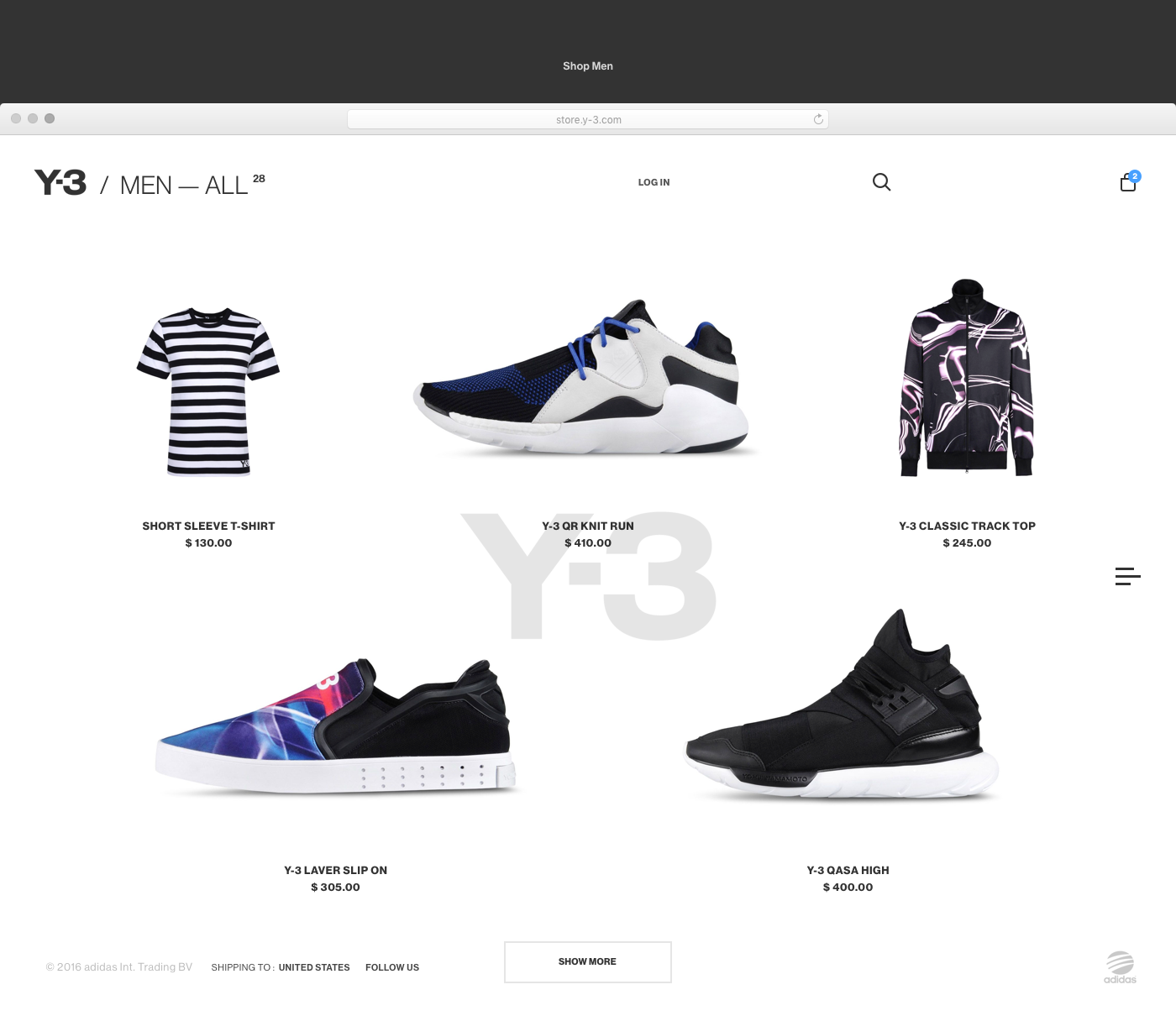 adidas Y-3 Website Layout UI concept minimal grid