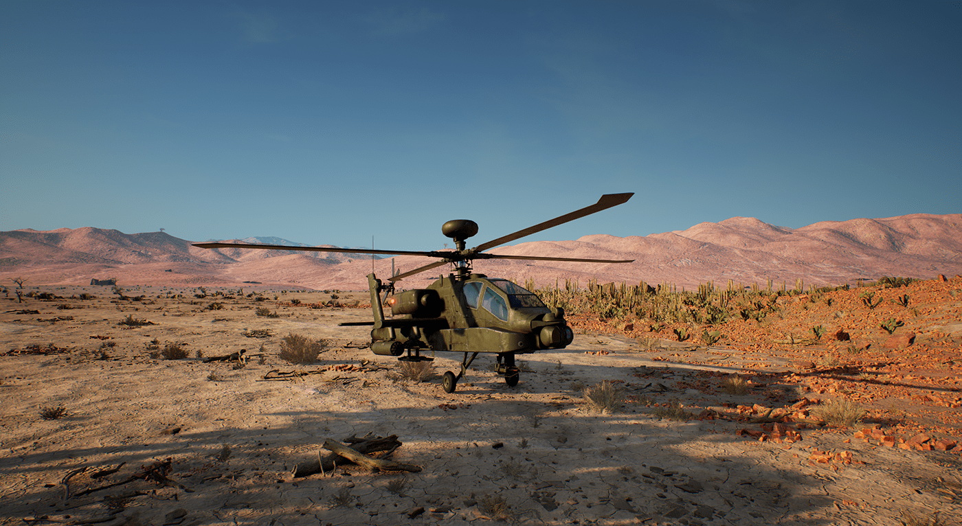 Unreal Engine environment helicopter desert visualization game Landscape lighting Games CGI