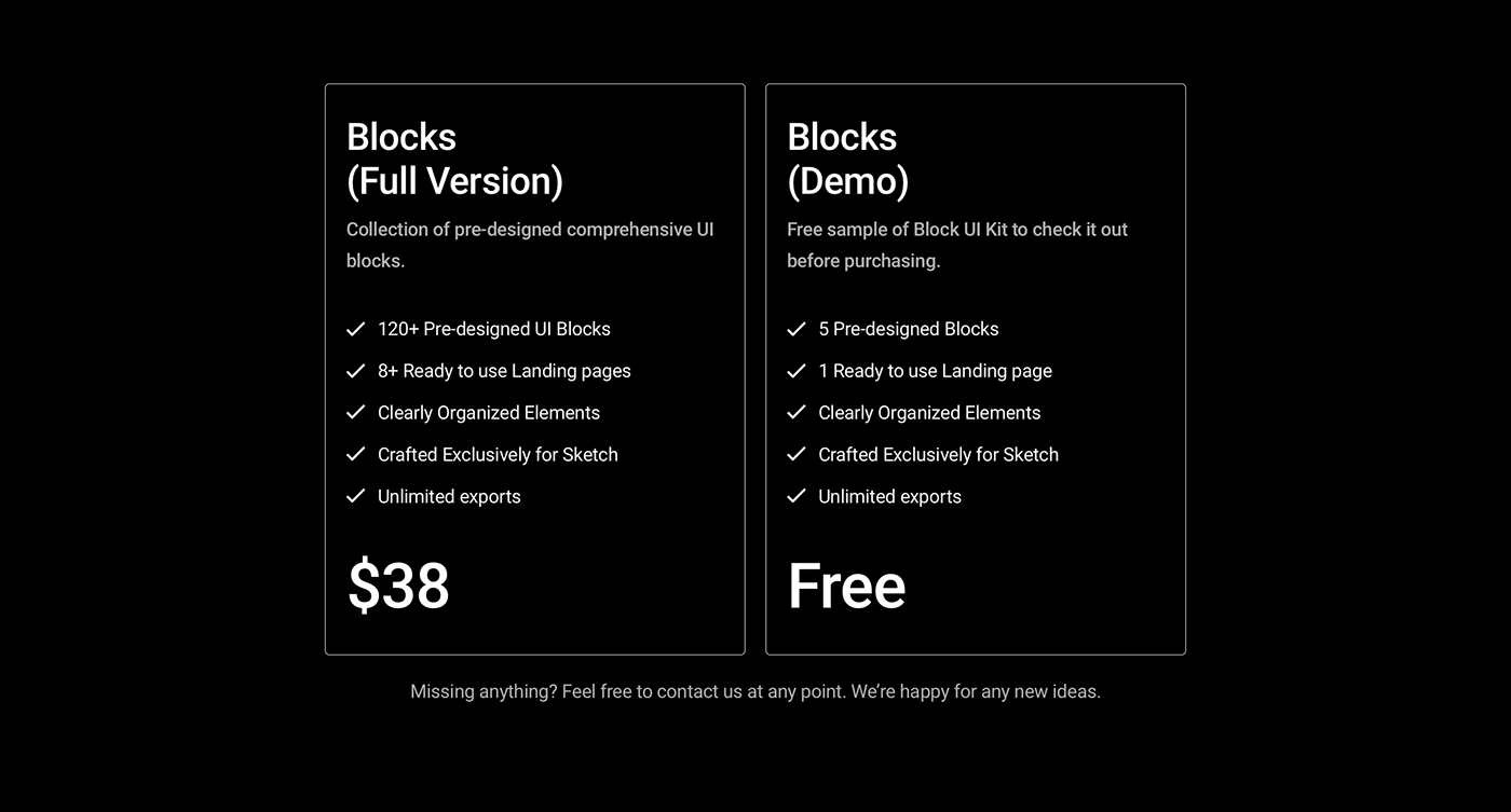 ui kit blocks Website landing page template free Blog Ecommerce portfolio Hero