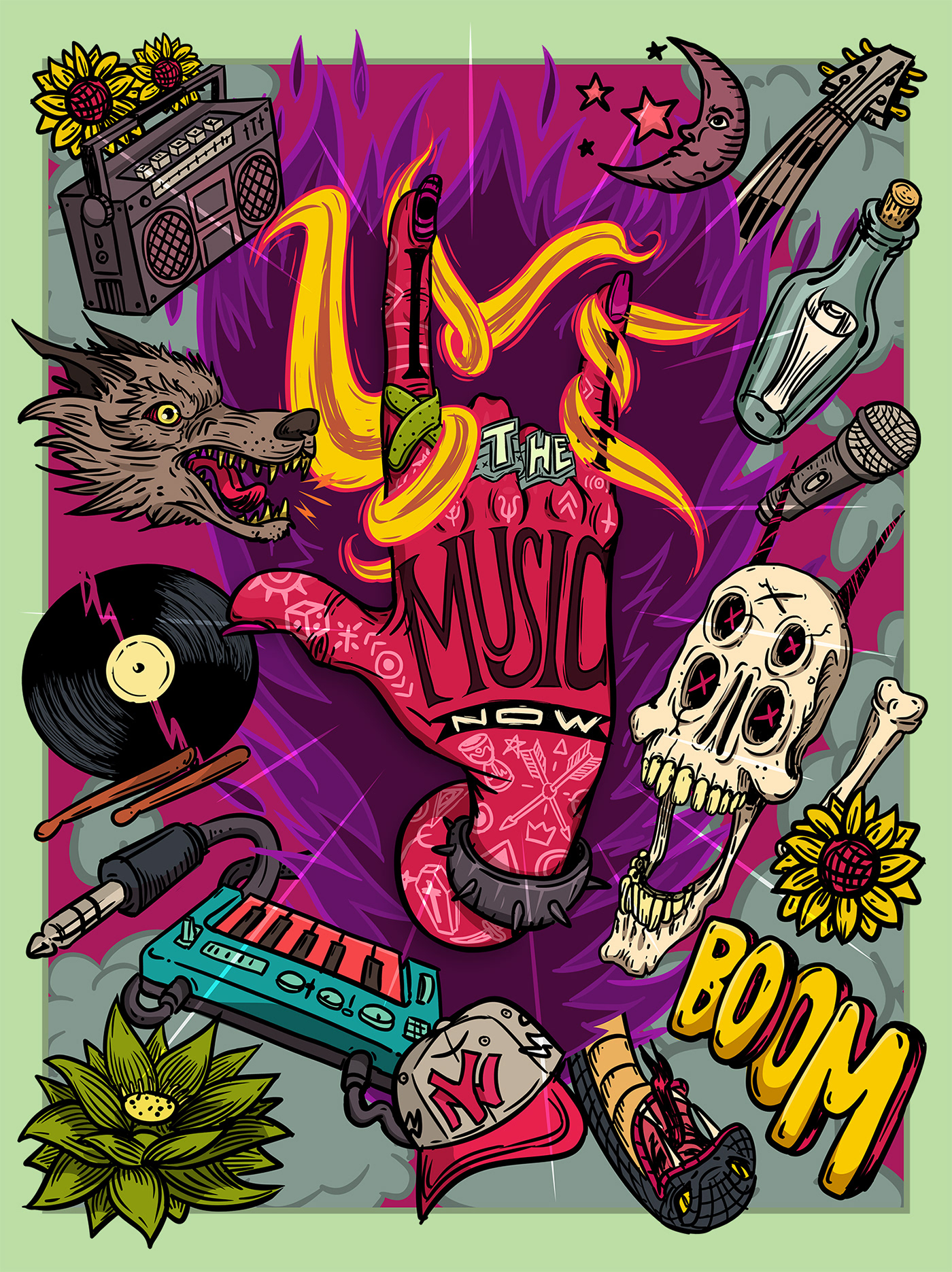 dibujo ILLUSTRATION  afiche comic poster vector music festival rock