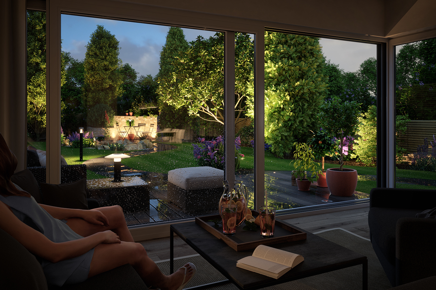 Paulmann garden virtual 3D light magic hour exterior