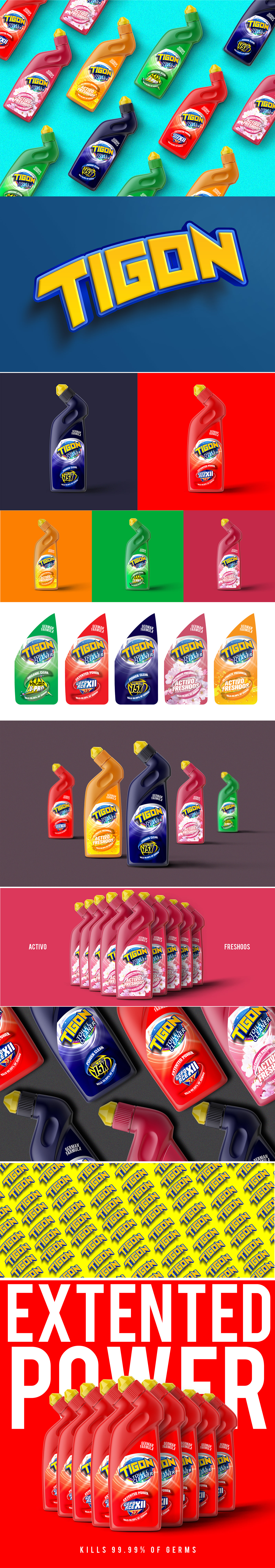 3d logo bottle design box design detergent identity Logo Design package design  print design  toilet cleaner typography  