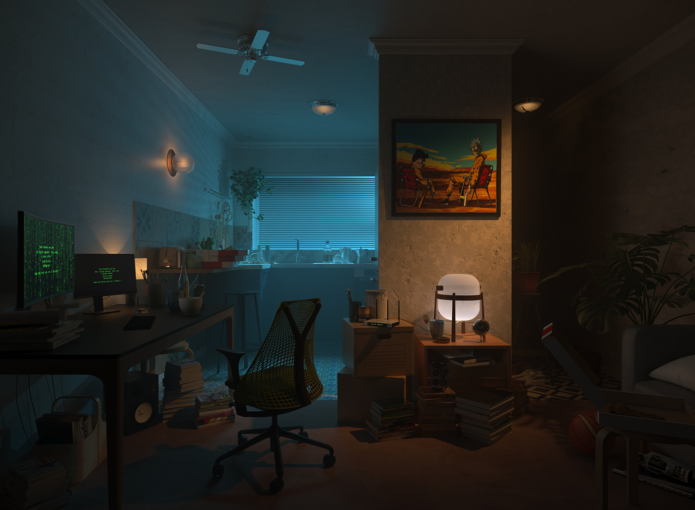 indoor Render visualization Moody Gaming programmer CG night suspense