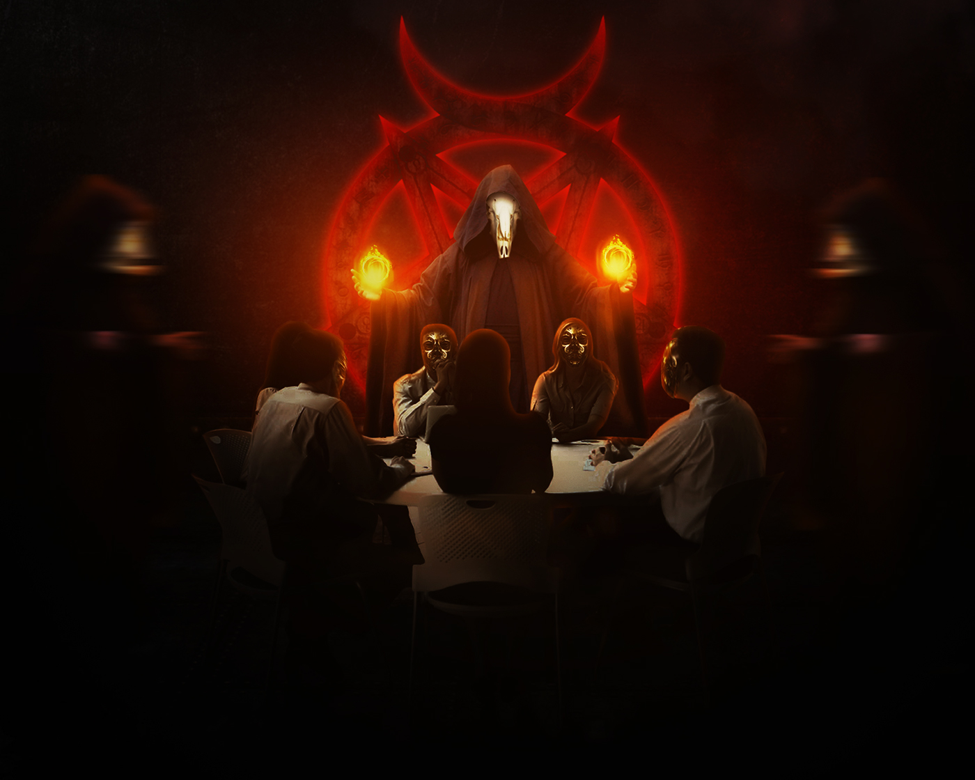 Satanist conspiracy demon great plot fire Magic   Masons photoshop manipulation darkness